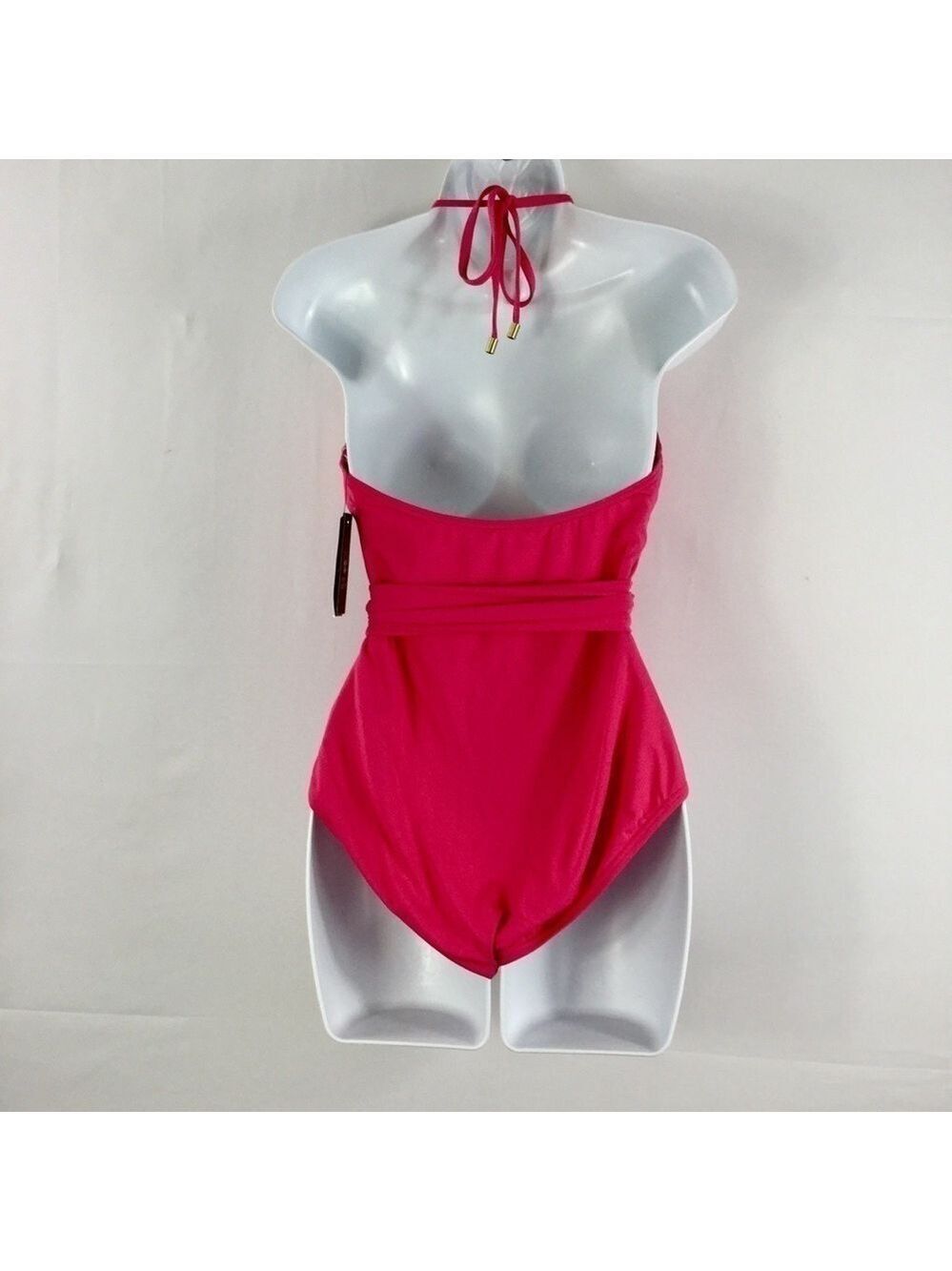 VINCE Camuto V-Neck Halter Wrap Tie One Piece Swimsuit Size 12 NWT - Picture 9 of 13